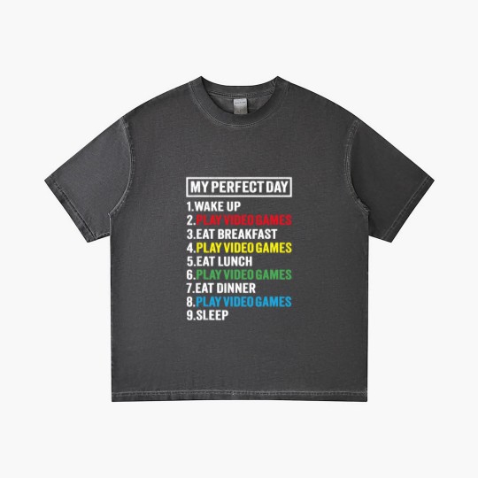 Discover My Perfect Day Video Games Funny Gamer Gift Boys M Gradient T Shirts
