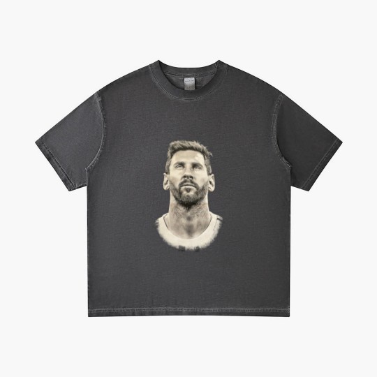 Discover Lionel Messi face Argentina Mens cotton Gradient T Shirts Qatar 2022