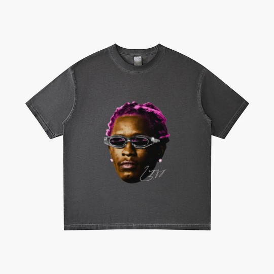 Discover YOUNG THUG Gradient T Shirts | White Pink Rare Hip Hop Graphic Print