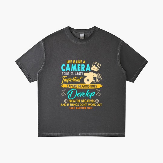 Discover Funny Photographer Gift Photography Lover Life Is Like A Camera Photographer's Shot Gradient T Shirts