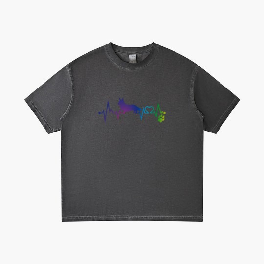 Discover Cardigan Welsh Corgi T-ShirtCardigan Welsh corgi Colorful Heartbeat, Heart & Dog Paw Gradient T Shirts Gradient T Shirts