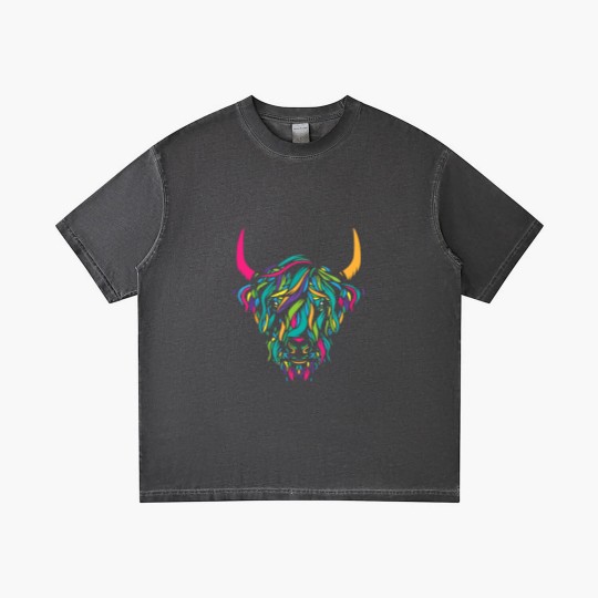 Discover Highland Cow Animal Print Colorful Cow Lover Gift Gradient T Shirts