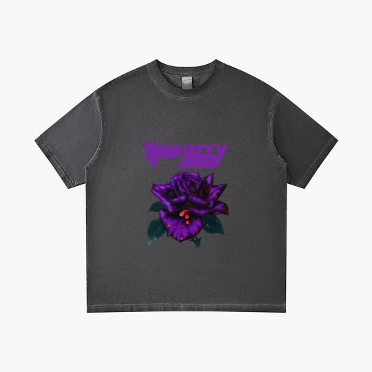 Discover Thin Lizzy Purple Rose Pop Rock Band Black Gradient T Shirts