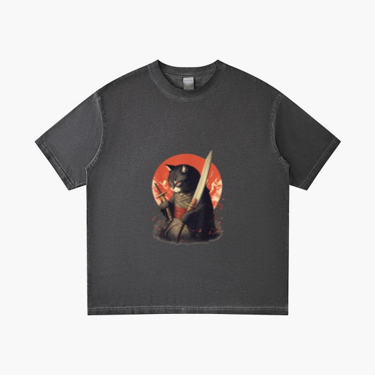 Discover Retro Japanese Samurai Ninja Cat Gradient T Shirts, Ninja Cat Gradient T Shirts