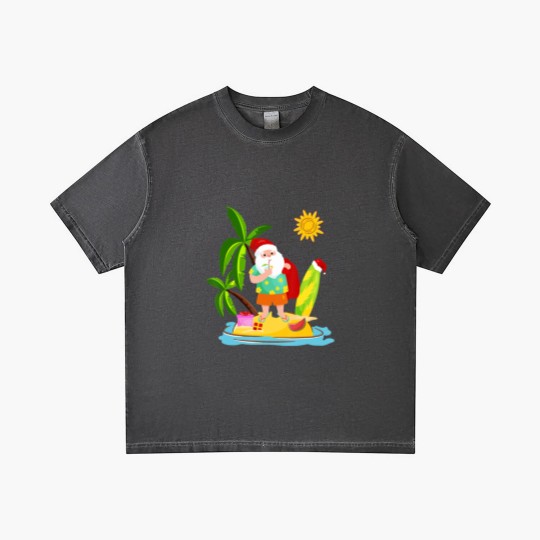 Discover Santa Surfing Christmas in July Summer Surf Gift Gradient T Shirts