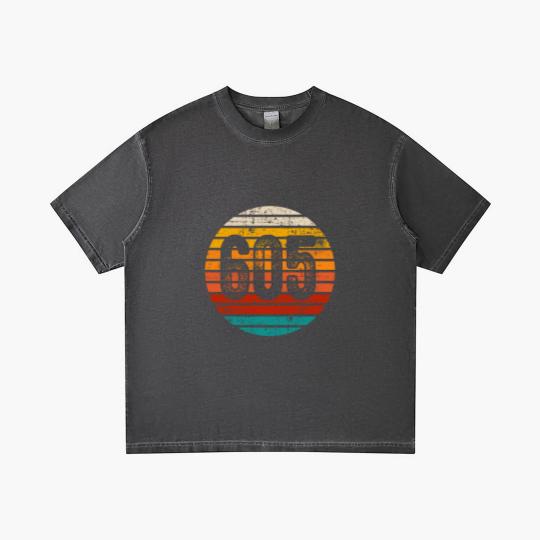 Discover Distressed Vintage Sunset 605 Area Code Gradient T Shirts