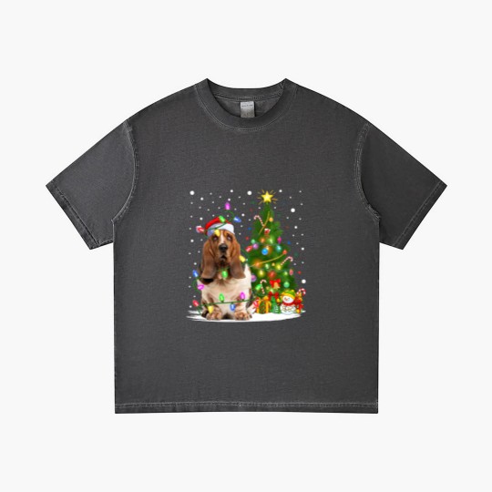 Discover Dog Basset Hound Lighting Xmas Tree Santa Basset Hound Dog Christmas Gradient T Shirts