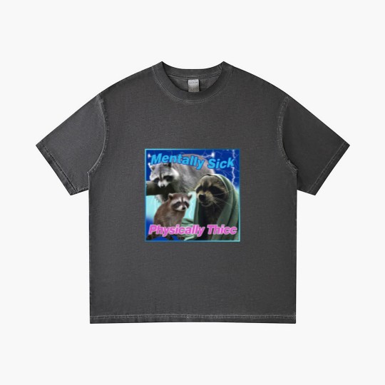 Discover Mentally Sick Physically Thicc Raccoon Meme Gradient T Shirts, Raccoon Tanuki Gradient T Shirts