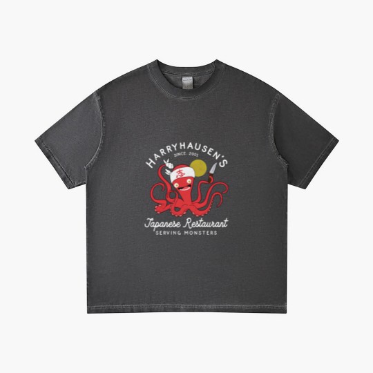 Discover Retro Octopus Chef Harryhausen's Japanese Restaurant Gradient T Shirts