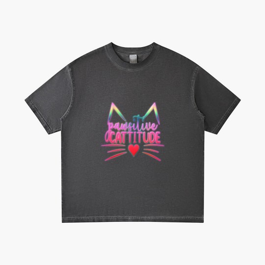 Discover Funny Cat Kitten Pun PAWSITIVE CATITUDE Gradient T Shirts