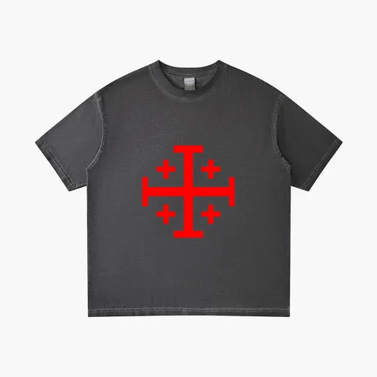Discover Jerusalem Cross - Red - No Background Gradient T Shirts