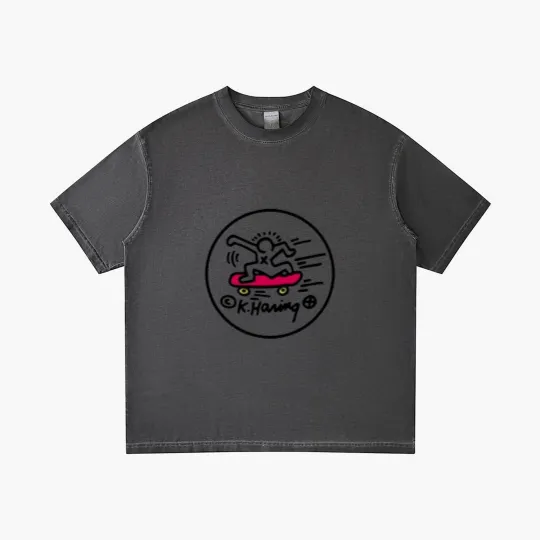 Discover Keith Haring Skateboard Gradient T Shirts