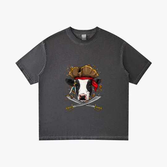 Discover Cattle Cow Pirate Cow Cattle Jolly Roger Flag Nautical Cow Lover Gradient T Shirts