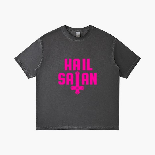Discover Hail Satan | Hot Pink on Black | Satanic - Hail Satan - Gradient T Shirts