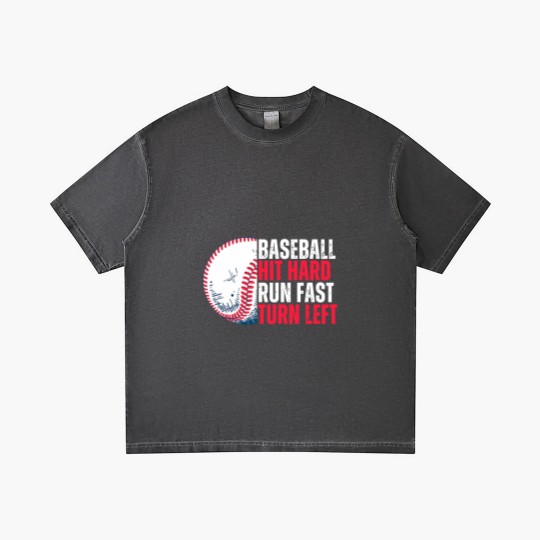 Discover Sport Baseball Hit Hard Run Fast Turn Left For Lovers Gradient T Shirts