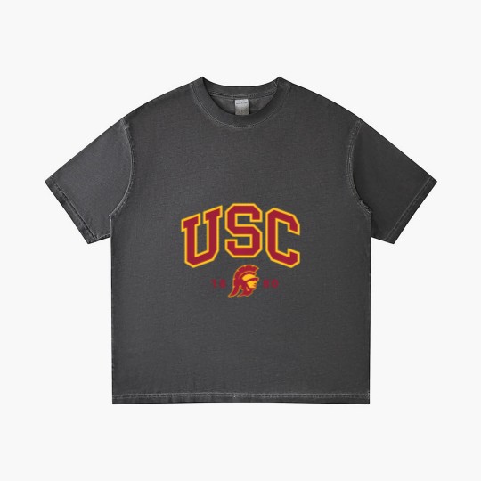 Discover usc curved block logo with cardinal gold trojan 1880 sweat Gradient T Shirts