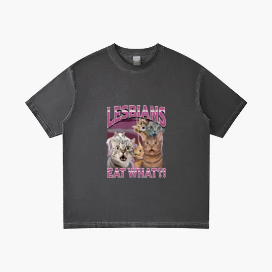 Discover Lesbians Eat What?! Funny Offensive Cat Bootleg Gradient T Shirts - Unhinged Gradient T Shirts