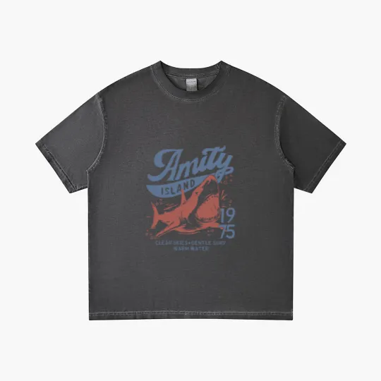 Discover Jaws Amity Island 1975 Clear Skies Gentle Surf Warm Water White Gradient T Shirts