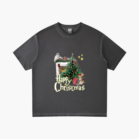 Discover Hogwarts at Christmas Inspired Oversized Gradient T Shirts, Wizard School Christmas T, Unisex Gradient T Shirts