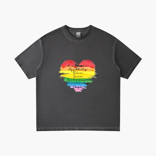 Discover Kindness Equality Peace Love Inclusion Diversity Hope Gradient T Shirts, LGBT Rainbow Gradient T Shirts