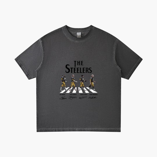 Discover The Stee lers Walking Abbey Road Signatures Gradient T Shirts