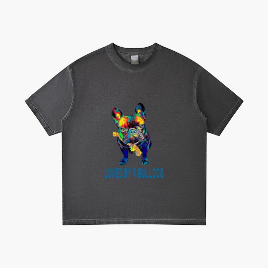 Discover French Bulldog Pet Mens Loved by a bulldog French Bulldog Funny Sayings Gradient T Shirts