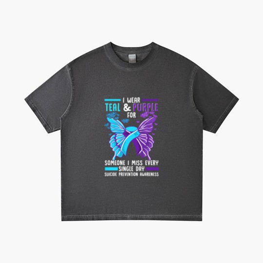 Discover Teal And Purple Ribbon Suicide Prevention Awarenes Gradient T Shirts