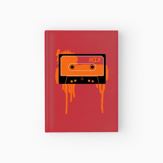 Discover Orange vintage cassette tape Hardcover Journal