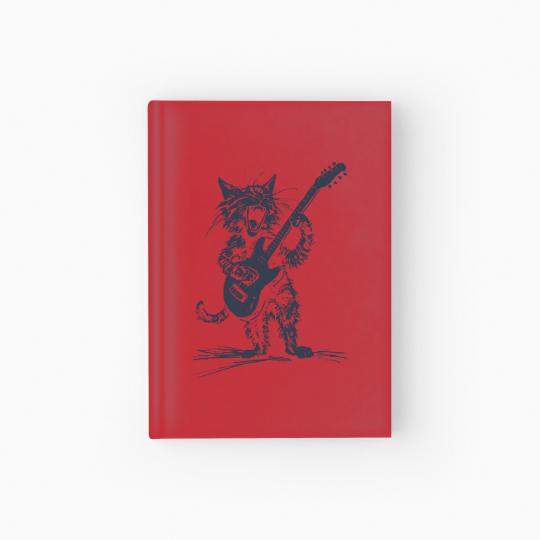 Discover Cat Strumming the Guitar Hardcover Journal, Cat Playing Bass Guitar Hardcover Journal