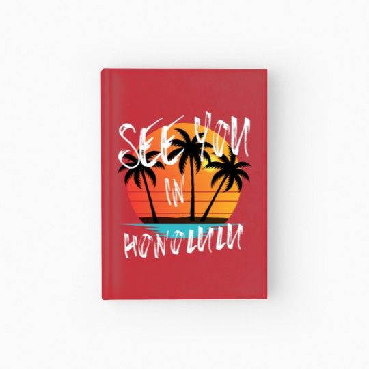 Discover Honolulu retro vintage family surfer souvenir Hardcover Journal