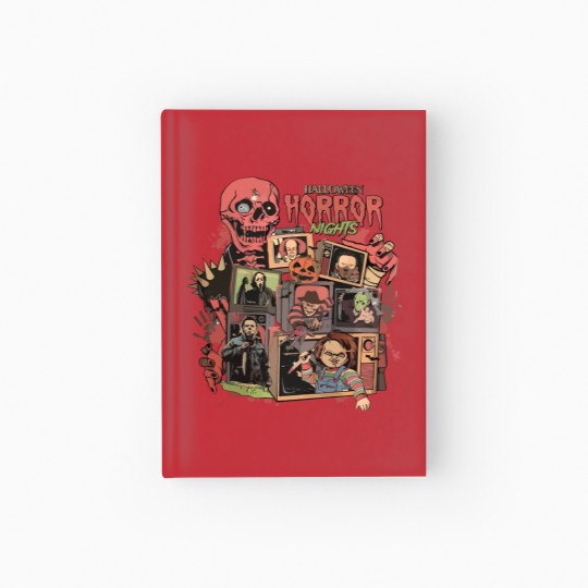 Discover Retro Horror Night  Hardcover Journal, Halloween Hardcover Journal, Vintage 90s Halloween Movies
