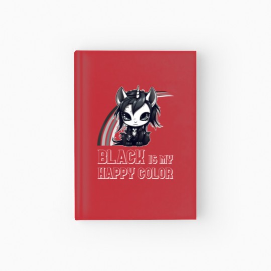 Discover black is my happy color goth girl emo gothic unicorn Hardcover Journal