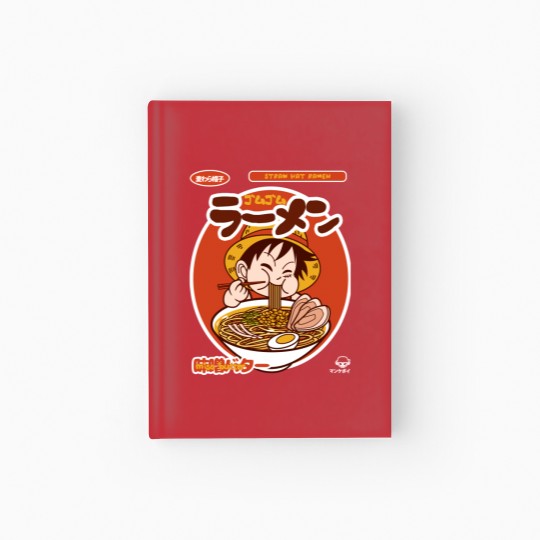 Discover Luffy chibi eating Ramen Hardcover Journal