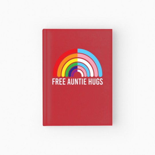 Discover Free Auntie Hugs Rainbow Transgender Flag LGBTQ Gay Pride Hardcover Journal