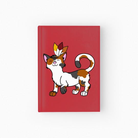 Discover Thanksgiving Calico Cat with Indian Headdress Perfect Gift Hardcover Journal