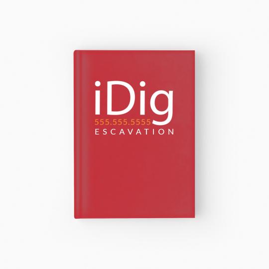 Discover iDIG. Excavator. Backhoe Operator. Gift and Merch Hardcover Journal