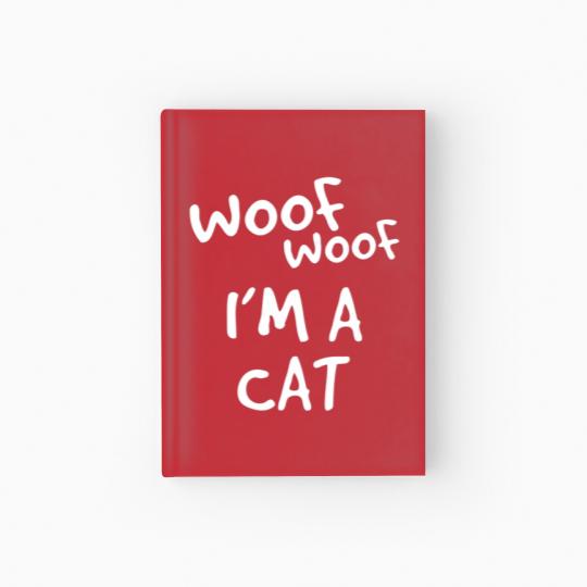 Discover Woof Woof I'm A Cat Funny Halloween Costume Idea Hardcover Journal