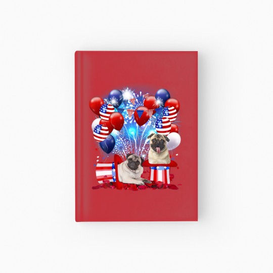 Discover Pug Firework American Flag 4Th Of July Dog Lover Hardcover Journal
