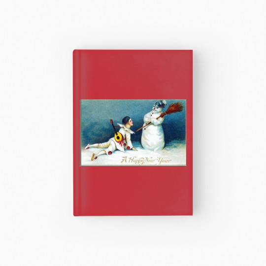 Discover Vintage New Year's Day Boy And Snow Hardcover Journal