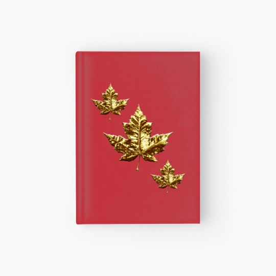 Discover Cool Canada  Gold Maple Leaf Hardcover Journal