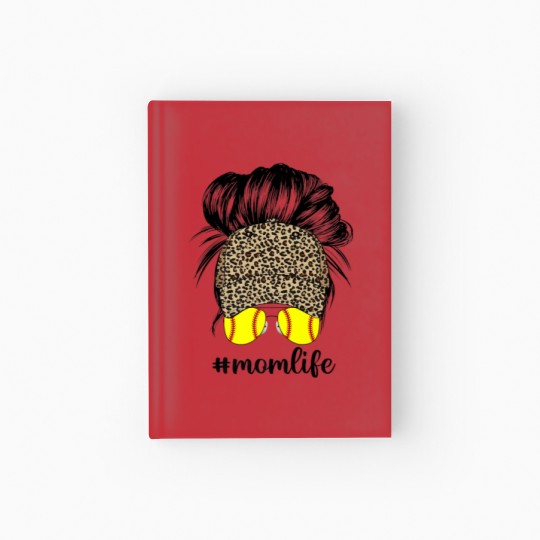 Discover Mom Life Leopard Baseball Cap Messy Bun Softball M Hardcover Journal