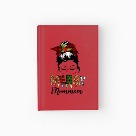 Discover Red Plaid Mommom Messy Bun Ladies Christmas Pajama Hardcover Journal