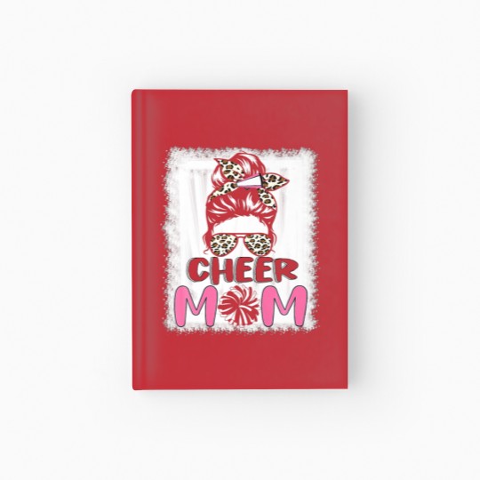Discover Cute Messy Bun Cheer Mom Funny Leopard Bandana Mot Hardcover Journal