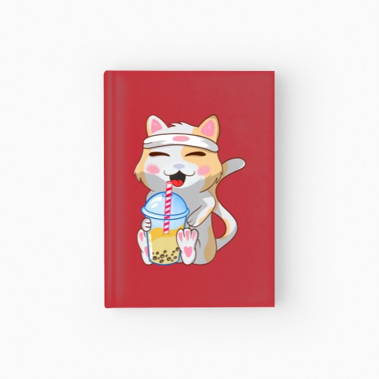 Discover Cute Cat ,Funny, Boba Bubble Tea, Anime, Japanese Hardcover Journal