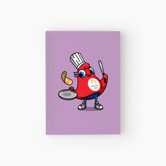 Discover Paris 2024 Phryges - Cartoon chef in red apron with food Hardcover Journal