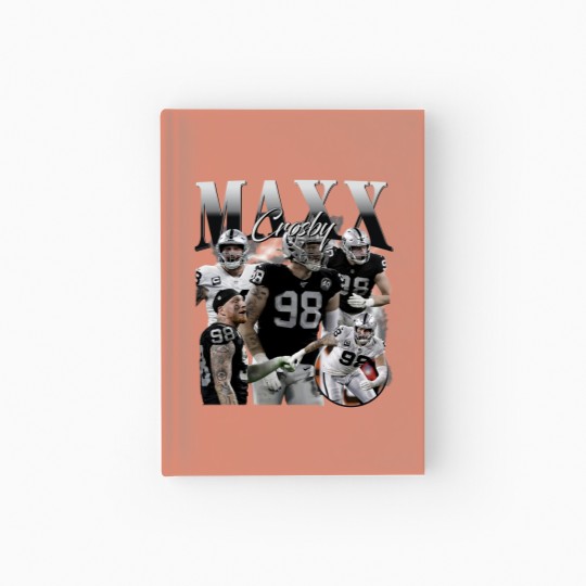Discover Vintage 90s Graphic Style Maxx Crosby Hardcover Journal - Maxx Crosby Football Hardcover Journal