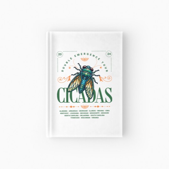 Discover Cicada 2024 Summer Tour  Hardcover Journal, Funny Double Emergence Unisex Cicada Hardcover Journal