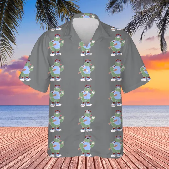 Discover Philly Phanatic dans le dessin animé de Jersey bleu classique Hawaiians