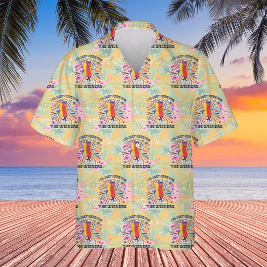Discover I'm Just Here For The Wieners 4th of July Funny Hotdog Flag Hawaiians