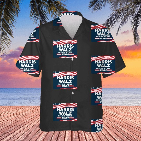 Discover Kamala Harris Tim Walz President VP 2024 US Election Flag, Vote Blue Flag Stickers Hawaiians